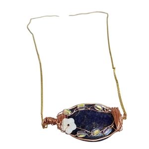 Natural Sodalite Necklace Artisan  Wire-Wrapped Crystal